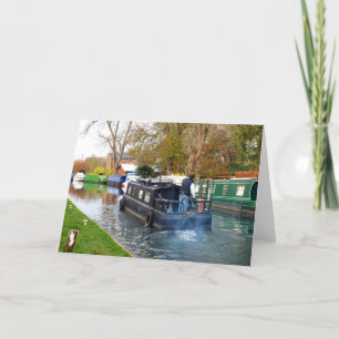 Boating on the Newbury canal Holiday Card