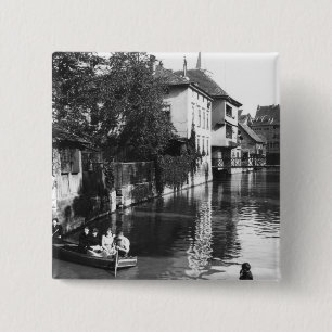 Boating on the river Gera at Erfurt 15 Cm Square Badge