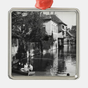Boating on the river Gera at Erfurt Metal Tree Decoration
