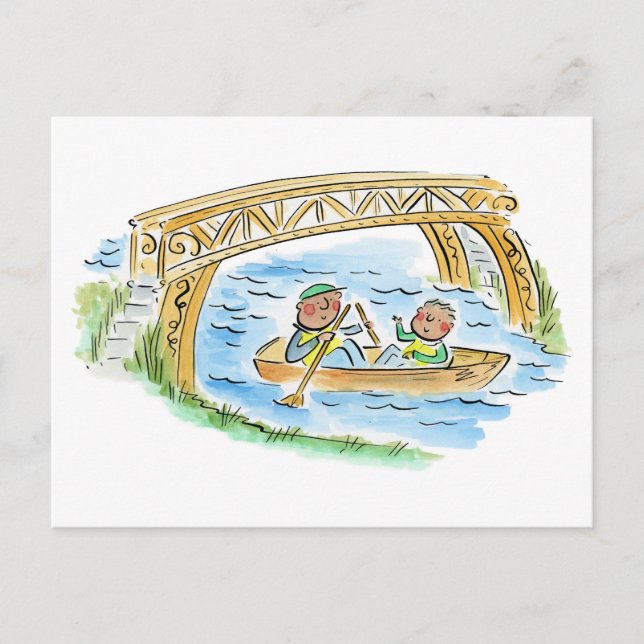 Boating on the river postcard (Front)