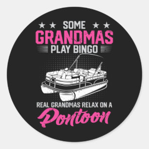 Boating Party Funny Grandmas Relax On A Pontoon Bo Classic Round Sticker