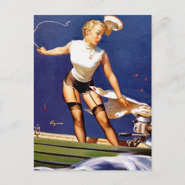 Boating Pin-Up Postcard (Front)