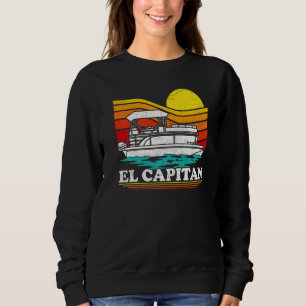 Boating Pontoon Boat Vintage Retro Sunset El Capit Sweatshirt