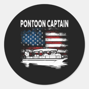 Boating Pontoon Captain 4th Of July Pontoon Boat Classic Round Sticker