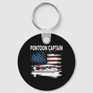 Boating Pontoon Captain 4th Of July Pontoon Boat Key Ring