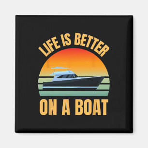 Boating Pontoon Owner Retro Life Is Better On Boat Magnet