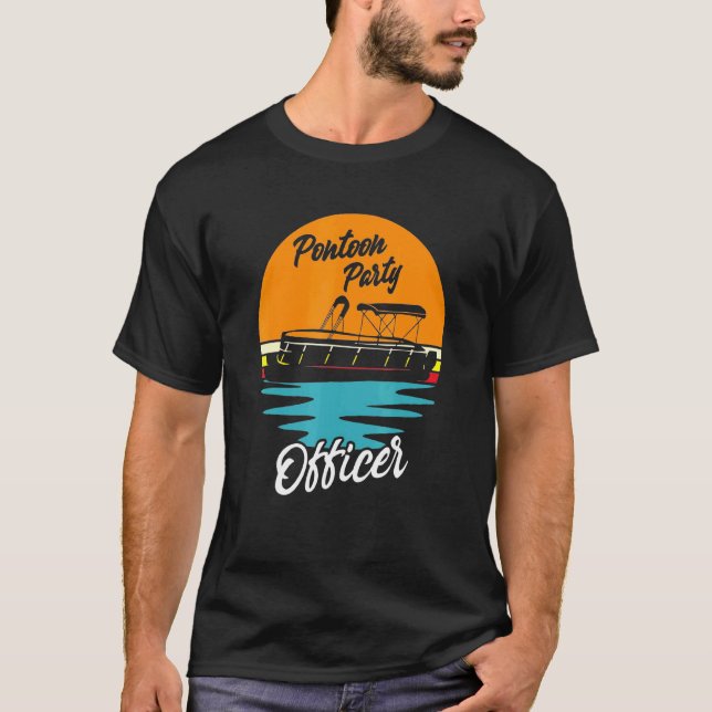 Boating Pontoon Party Pontoon Party Retro Sunset B T-Shirt (Front)