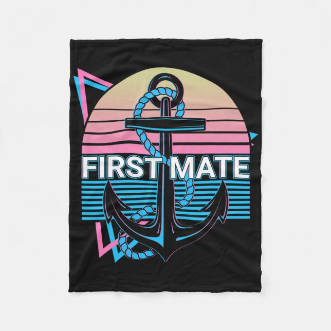 Boating Retro First Mate  Fleece Blanket (Front)