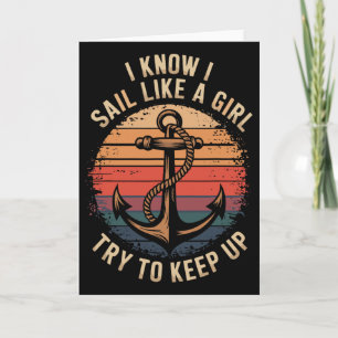 Boating Sailboat Captain And Sailing Boat Sailor Card