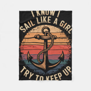 Boating Sailboat Captain And Sailing Boat Sailor Fleece Blanket