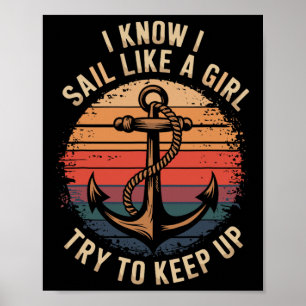 Boating Sailboat Captain And Sailing Boat Sailor  Poster