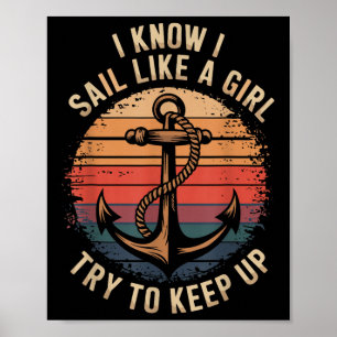 Boating Sailboat Captain And Sailing Boat Sailor  Poster
