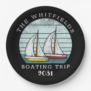 Boating Sailing Custom Family Summer Vacation Paper Plate