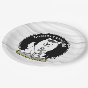 Boating Sailing Nautical American Eskimo Dog Cute Paper Plate