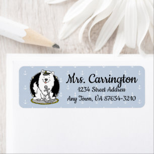 Boating Sailing Nautical American Eskimo Dog Cute Return Address Label