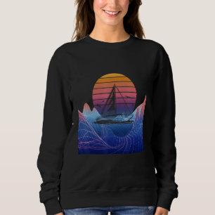 Boating Sailing Sailor Vaporwave Sunset Sail Boat  Sweatshirt