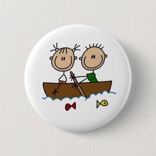 Boating Stick Figures 6 Cm Round Badge
