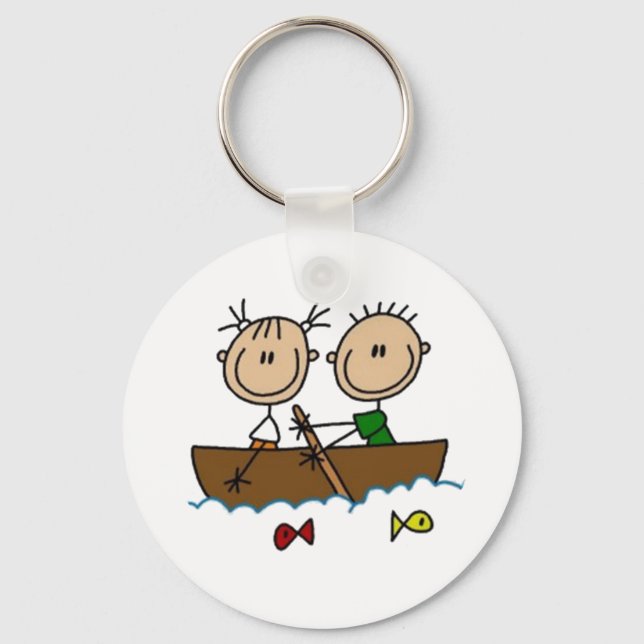 Boating Stick Figures Key Ring (Front)
