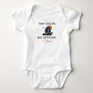 Boating - Tiny Sailor Big Attitude - Sailing Boat Baby Bodysuit