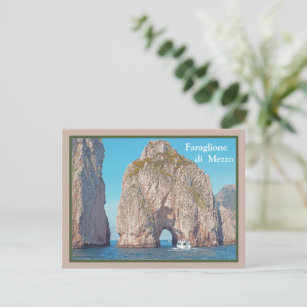 BOATING TO CAPRI (going through arched rock) Postcard