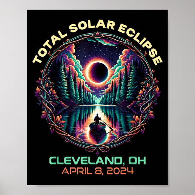 Boating Total Solar Eclipse Cleveland Ohio Poster (Front)