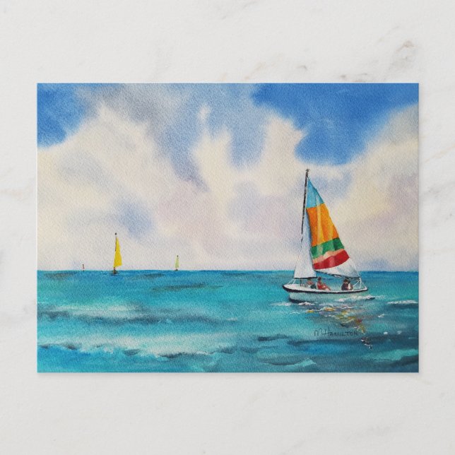 Boating Watercolor Postcard (Front)