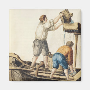 Boatmen Pouring Fresh Water into the Pipelines Magnet