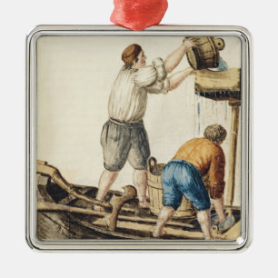 Boatmen Pouring Fresh Water into the Pipelines Metal Tree Decoration