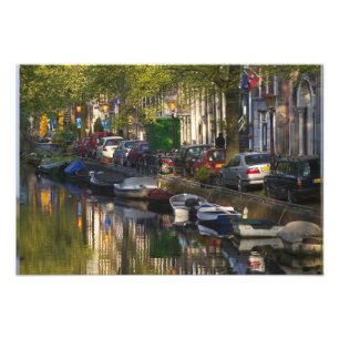 Boats and buildings along the canal belt, photo print