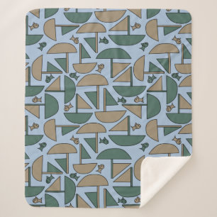 Boats and Fish Sherpa Blanket
