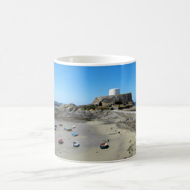 Boats and Fort Grey in Guernsey Coffee Mug (Center)