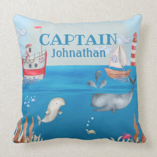 Boats and Under the Sea Cute Nautical Theme Cushion