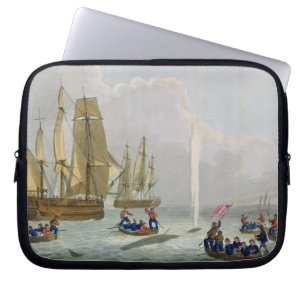 Boats Approaching a Whale, engraved by Matthew Dub Laptop Sleeve