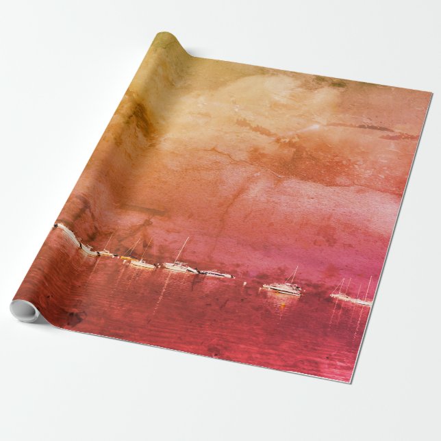 Boats at Andernos-les-bains in France Wrapping Paper (Unrolled)
