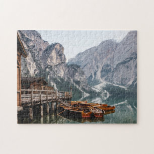 Boats at Dock in the Mountains Jigsaw Puzzle