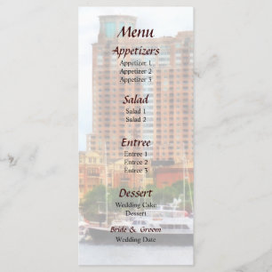 Boats at Inner Harbour Baltimore MD Wedding Menu