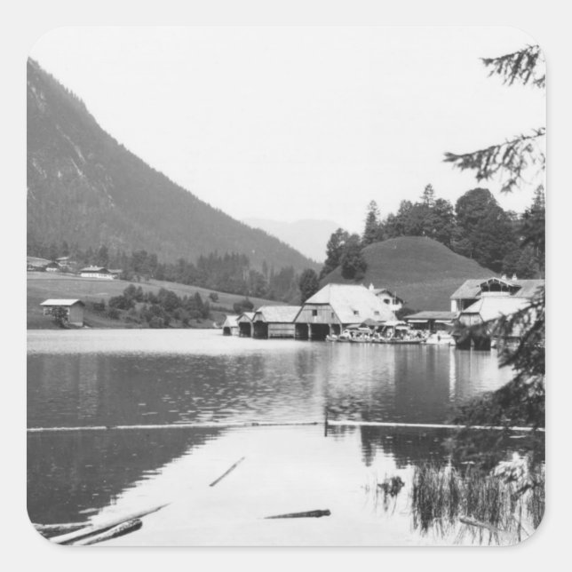 Boats at Konigssee, c.1910 Square Sticker (Front)