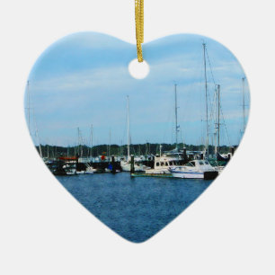 Boats at Newport RI Ceramic Tree Decoration