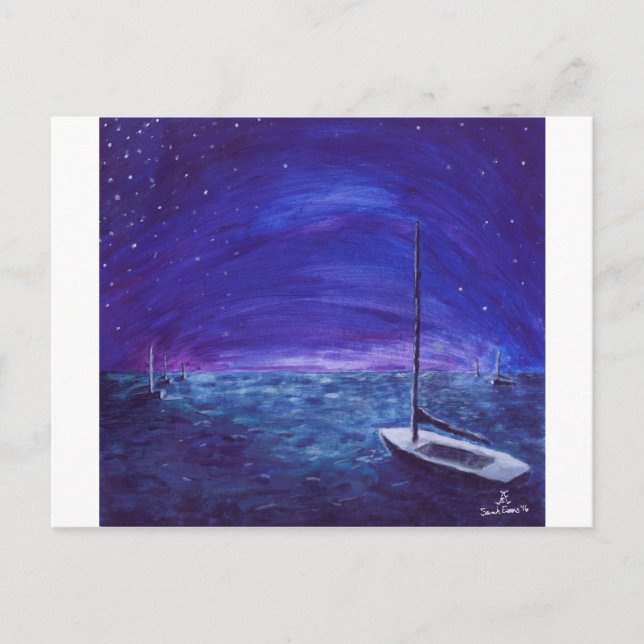 Boats at Night Postcard (Front)