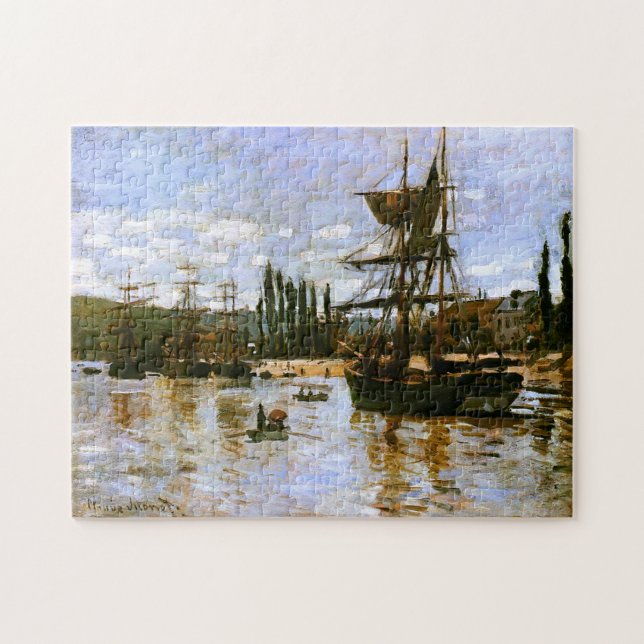 Boats at Rouen 1872 Monet Fine Art Jigsaw Puzzle (Horizontal)
