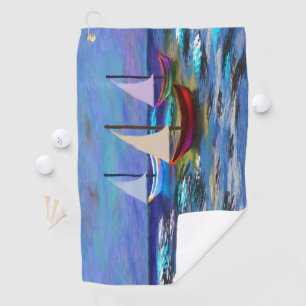 Boats at sea fleece blanket bath mat golf towel