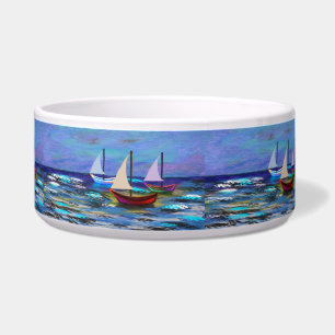 Boats at sea fleece blanket bath mat serving tray