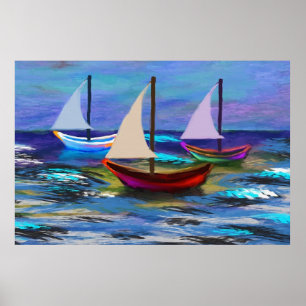 Boats at sea hanging tapestry poster