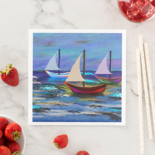 Boats at sea napkin