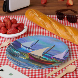 Boats at sea  paper plate