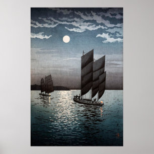 Boats at Shinagawa by Tsuchiya Koitsu Poster