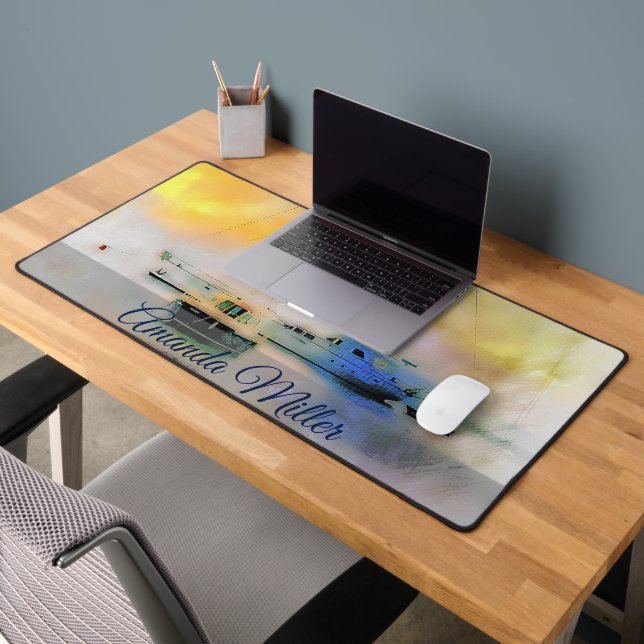 boats at sunset personalised desk mat (Office 2)