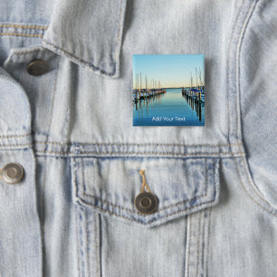 Boats At The Marina by Shirley Taylor 15 Cm Square Badge