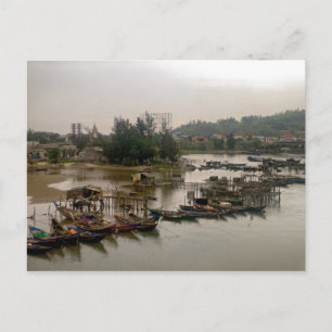 Boats at Vietnamese Fishing Village Postcard