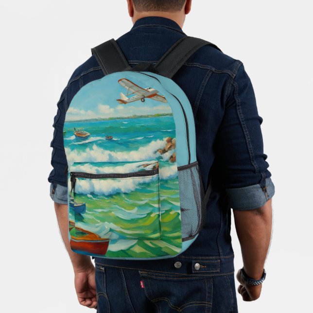 Boats Beach Sea Plane All over print Backpack (Insitu (Model))